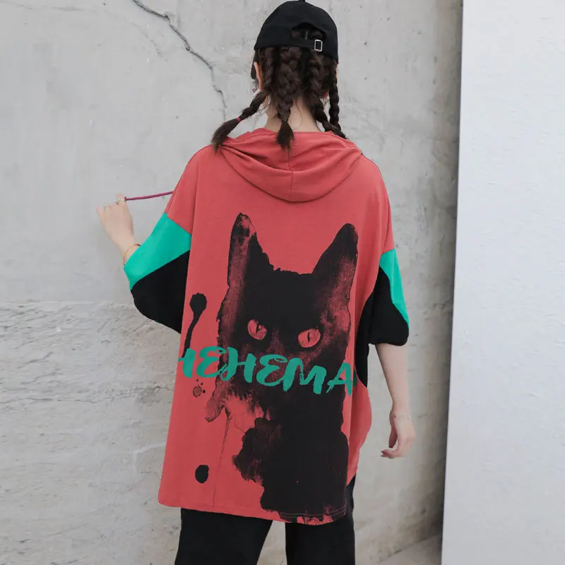 Vefadisa Animal Cat Print Women T-shirt 2021 Summer Patchwork Women T-shirt Plus Size Hooded Short Sleeve T-shirt Top QYF5312
Vefadisa Animal Cat Print Women T-shirt 2021 Summer Patchwork Women T-shirt Plus Size Hooded Short Sleeve T-shirt Top QYF5312