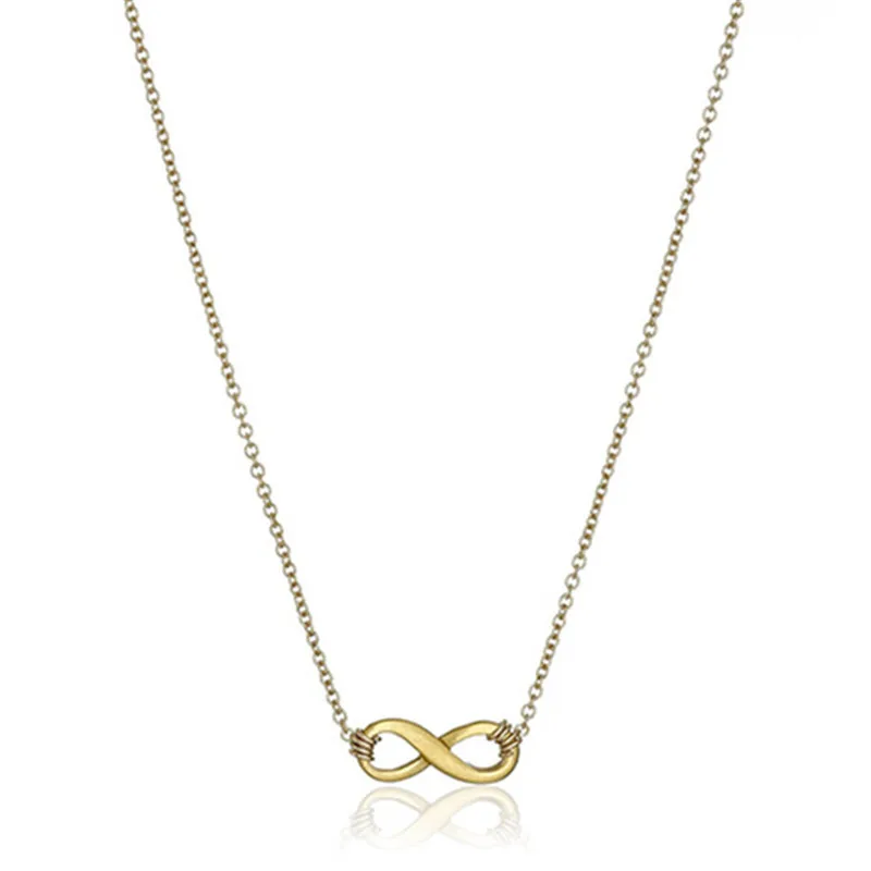 Трендовое Простое Ожерелье чокер с символом бесконечности для женщин золотого