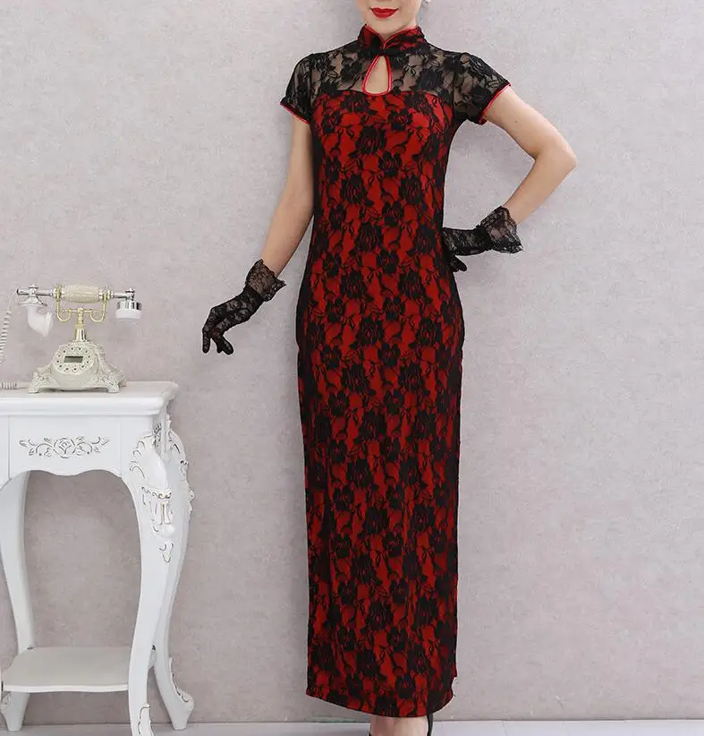 Improved Hollow Lace Slim Fit Maxi Cheongsam Dress Chinese Style Womens Stage Dance Performance Clothing
Improved Hollow Lace Slim Fit Maxi Cheongsam Dress Chinese Style Womens Stage Dance Performance Clothing