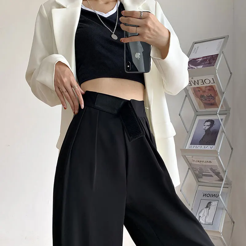 Velcro Casual High Waist Loose Wide Leg Pants Women Spring Autumn New Loose And Ground White Suit Pants Ladies Straight Trousers
Velcro Casual High Waist Loose Wide Leg Pants Women Spring Autumn New Loose And Ground White Suit Pants Ladies Straight Trousers