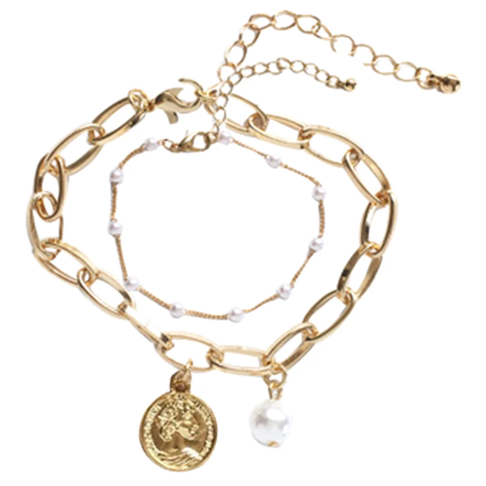 Street style personality double bracelet sweet pearl bracelet portrait and heart-shaped jewelry
Street style personality double bracelet sweet pearl bracelet portrait and heart-shaped jewelry