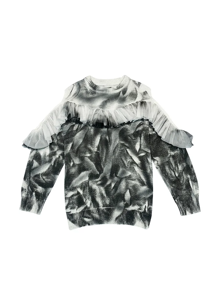 2021 Spring Women Hollow Out Tie Dye Ruffle Loose Sweater
2021 Spring Women Hollow Out Tie Dye Ruffle Loose Sweater