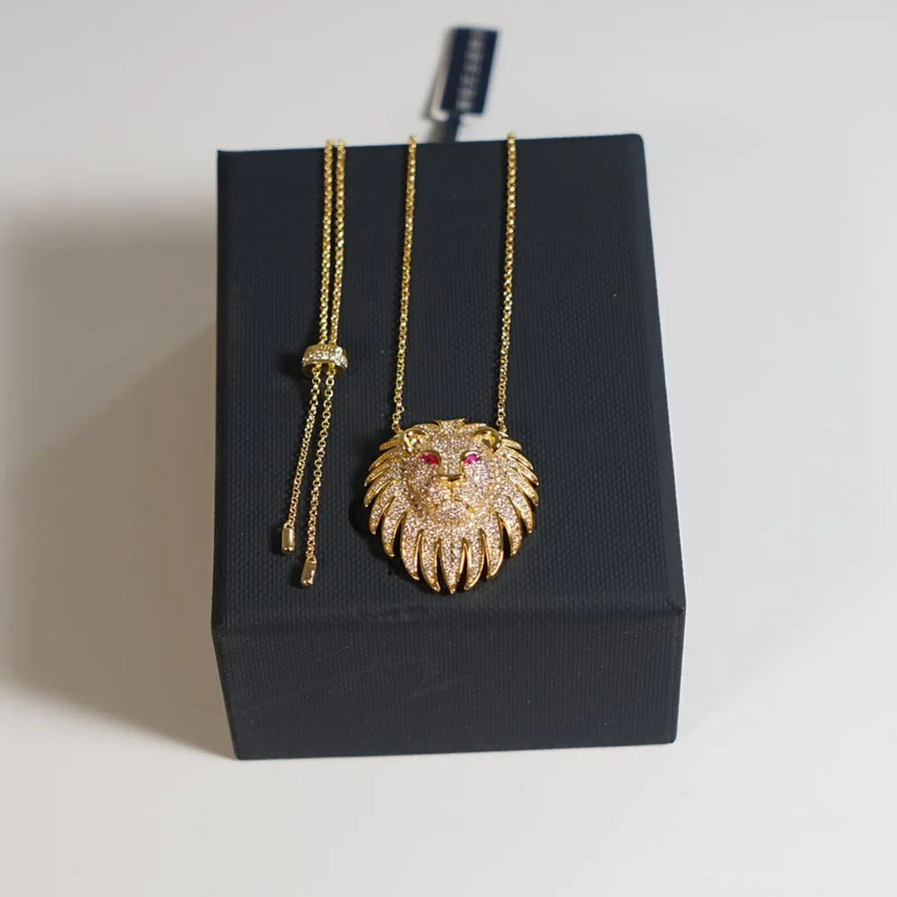 Fashion Gold Plated Necklace Golden Lion Head with Shiny Rhinestone Sweater Chain for Women Party Luxury Jewelry BL0033IER
Fashion Gold Plated Necklace Golden Lion Head with Shiny Rhinestone Sweater Chain for Women Party Luxury Jewelry BL0033IER