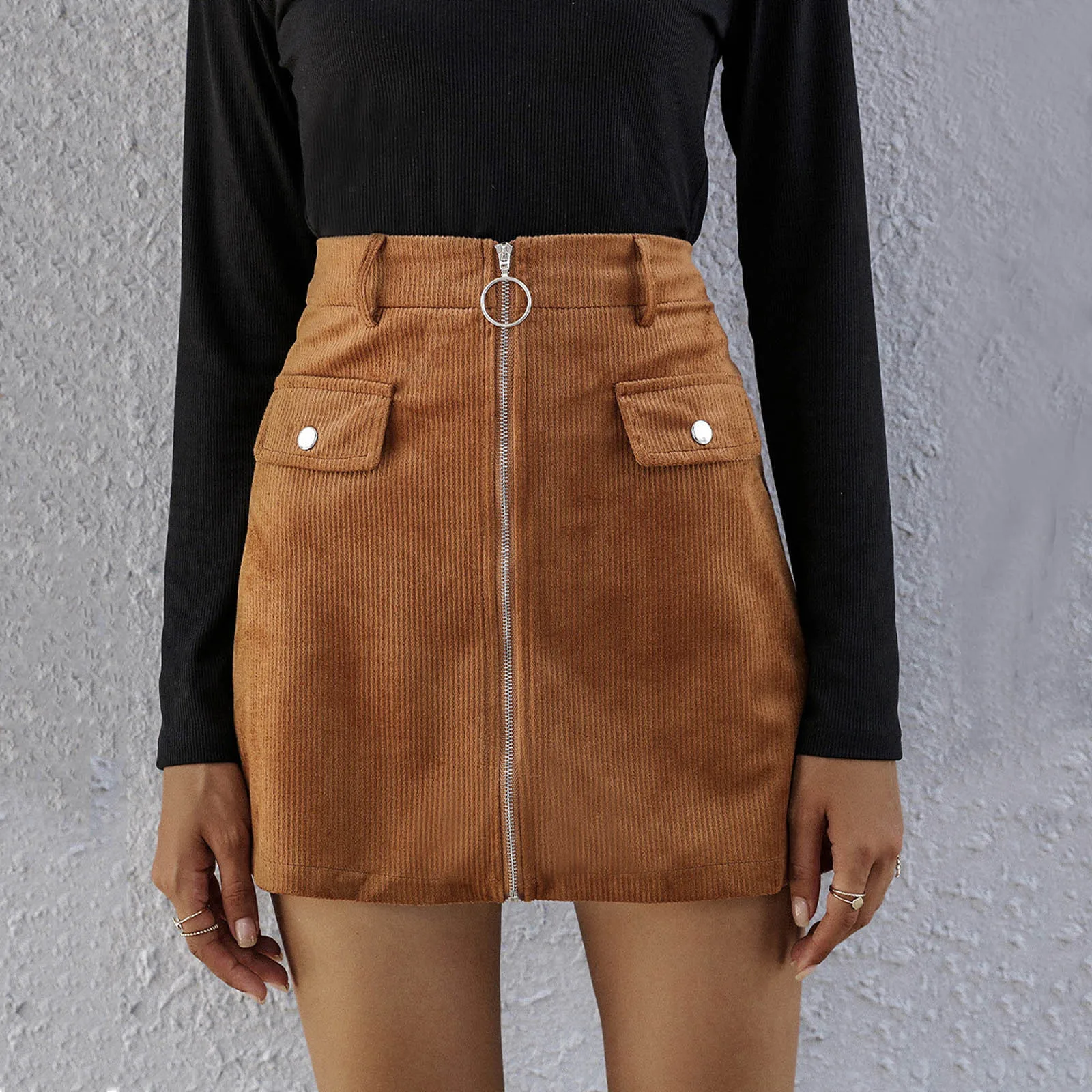 2021 Fashion Mini Skirts Womens Vintage Corduroy Zipper High Waist Bodycon Skirt Female Sexy Clubwear Casual Short Mini Skirt
2021 Fashion Mini Skirts Womens Vintage Corduroy Zipper High Waist Bodycon Skirt Female Sexy Clubwear Casual Short Mini Skirt