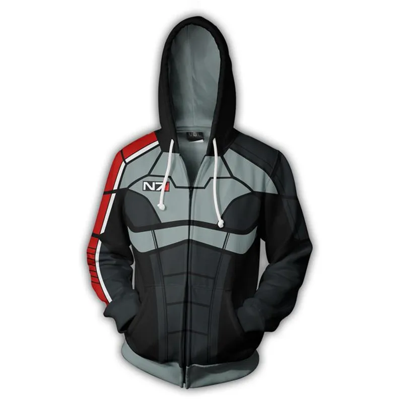 

Mass Effect Hoodies Men Anime Zipper Sweatshirt Male Tracksuit Cardigan Jacket Casual Hooded Hoddies Fleece Jacket N7 Costume