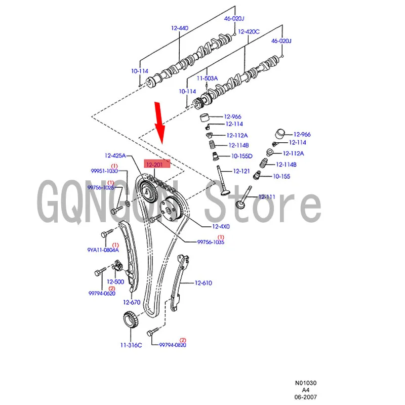 

CAR timing chain 158 sections For dMo nd eoF oc usF ies taM az da Engine timing chain Engine oil pump chain Timing baffle