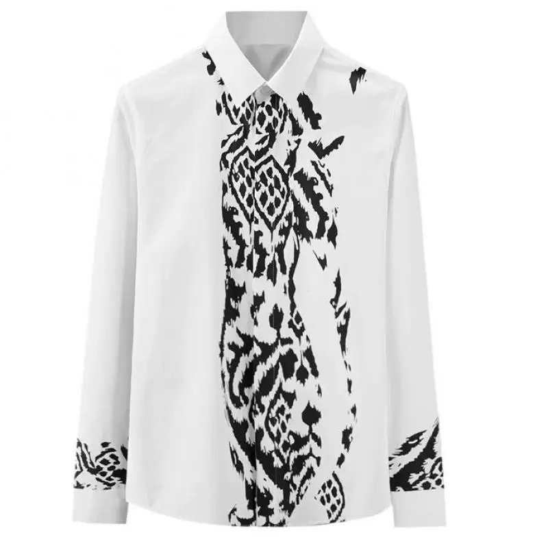 Cotton Mens Shirts Luxury Leopard Grain Design Printed Long Sleeve Mens Dress Shirts Plus Size 4xl Slim Fit Male Shirts
Cotton Mens Shirts Luxury Leopard Grain Design Printed Long Sleeve Mens Dress Shirts Plus Size 4xl Slim Fit Male Shirts