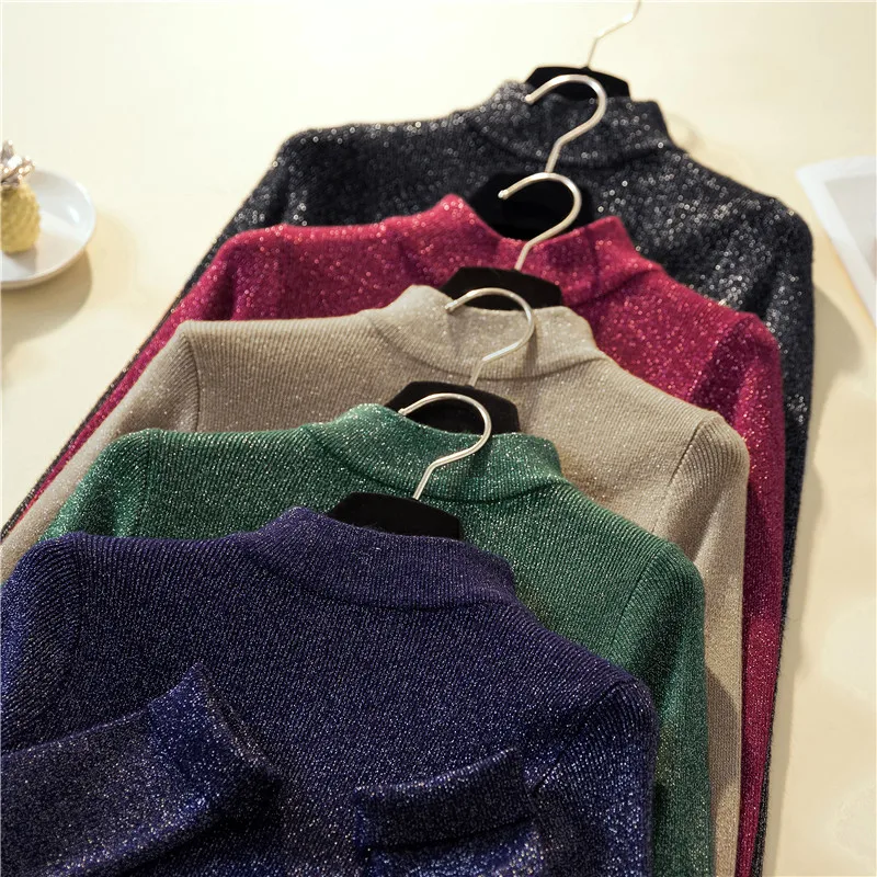 Autumn and Winter Woman Sweaters Fashion Mock Turtleneck Bright Yarn Korean Womens Sweaters Computer Knitted Slim Lady Sweaters
Autumn and Winter Woman Sweaters Fashion Mock Turtleneck Bright Yarn Korean Womens Sweaters Computer Knitted Slim Lady Sweaters