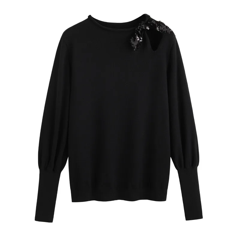 2021 Spring Women's New Round Neck Loose Pullover Korean Strapless Black Wool Sweater Jumper Pullover Knitted Leakage Shoulder
2021 Spring Women's New Round Neck Loose Pullover Korean Strapless Black Wool Sweater Jumper Pullover Knitted Leakage Shoulder