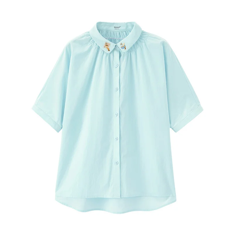 INMAN Summer Pure Cotton Lapel Cute Embroidered Loose Short Sleeve Blouse
INMAN Summer Pure Cotton Lapel Cute Embroidered Loose Short Sleeve Blouse