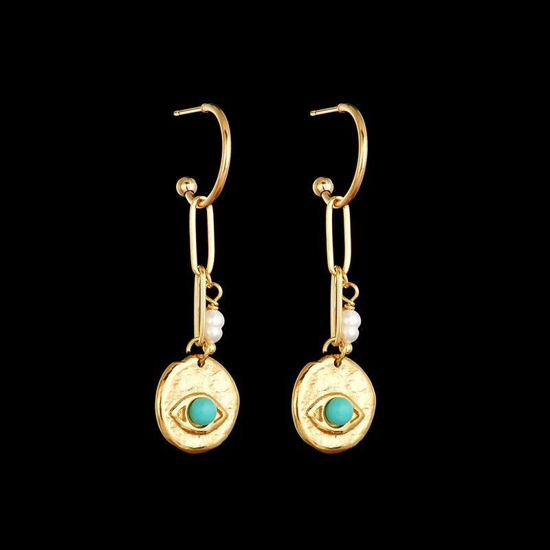 European And American New Ins Fashion Earrings Female Creativity Retro Cold Wind Eyes Turquoise Earrings Simple Stainless Steel
European And American New Ins Fashion Earrings Female Creativity Retro Cold Wind Eyes Turquoise Earrings Simple Stainless Steel