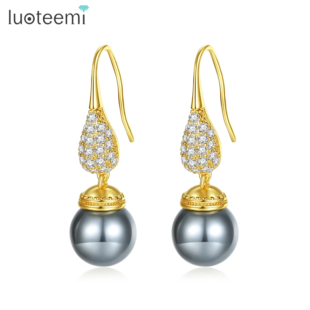 

LUOTEEMI Imitation Pearls Drop Earrings for Women Cubic Zircon Fashion Elegant Jewelry Dating Party Boucle D'Oreille Femme Gifts