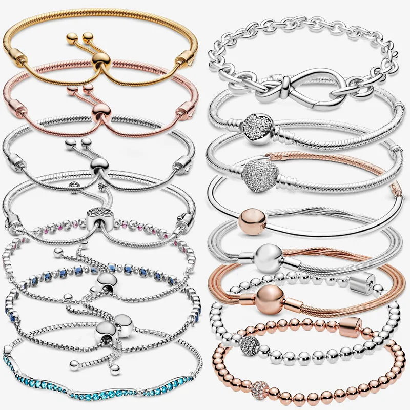 925 Sterling Silver Original Bracelet Heart Clasp Snake Chain Sparkling Slidding Bangle Ajustable Bracelet Women Jewelry Gift
925 Sterling Silver Original Bracelet Heart Clasp Snake Chain Sparkling Slidding Bangle Ajustable Bracelet Women Jewelry Gift