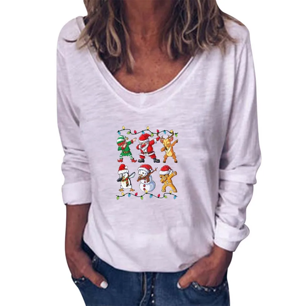 #w Autumn Fashion Cartoon Pattern Tshirt for Women V Neck Full Sleeve Tunic Plus Size Casual Female Tee Tops Christmas
#w Autumn Fashion Cartoon Pattern Tshirt for Women V Neck Full Sleeve Tunic Plus Size Casual Female Tee Tops Christmas