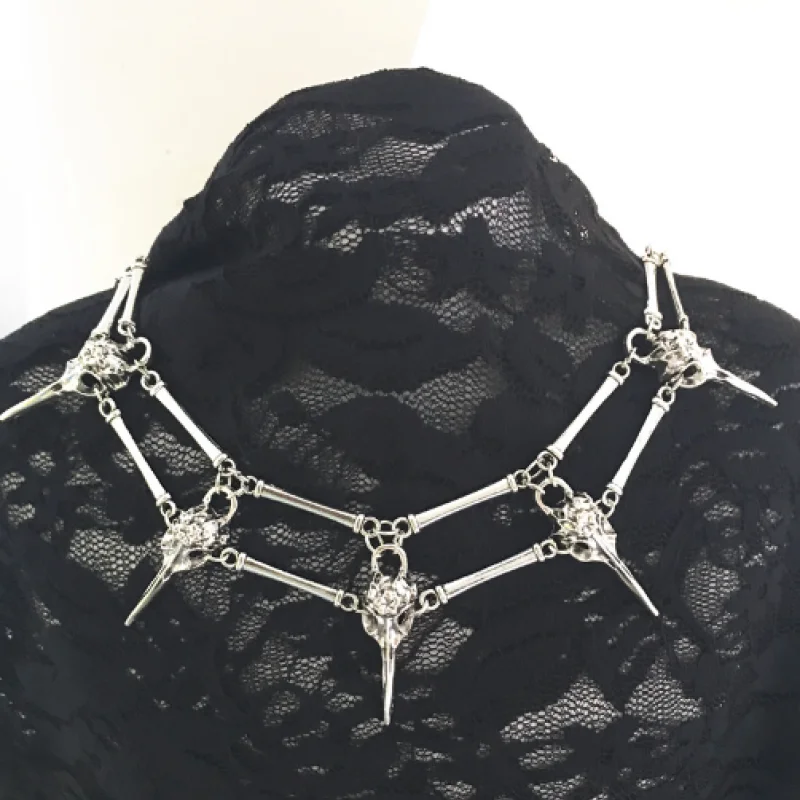 Готическая ведьма Череп ворона птица кулон ожерелье Wicca панк языческие хип-хоп