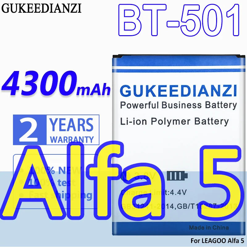 Аккумулятор GUKEEDIANZI 4300 мА · ч, BT-501 BT 501 BT501 мобильный телефон, литий-полимерный, для LEAGOO Alfa 5, аккумулятор стабильного напряжения
Аккумулятор GUKEEDIANZI 4300 мА · ч, BT-501 BT 501 BT501 мобильный телефон, литий-полимерный, для LEAGOO Alfa 5, аккумулятор стабильного напряжения
