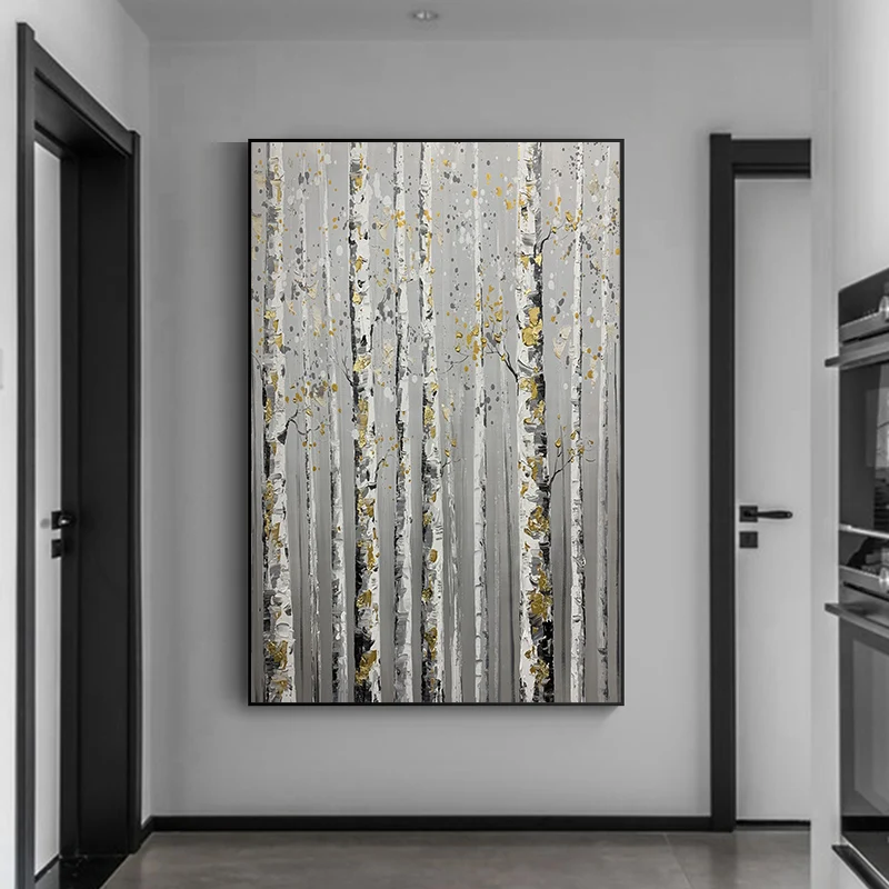 Pure Hand Painted Grey Birch Forest Tree Oil Painting on Canvas Handmade Wall Hanging Art Living Room Home Decor Artwork No Fram
Pure Hand Painted Grey Birch Forest Tree Oil Painting on Canvas Handmade Wall Hanging Art Living Room Home Decor Artwork No Fram