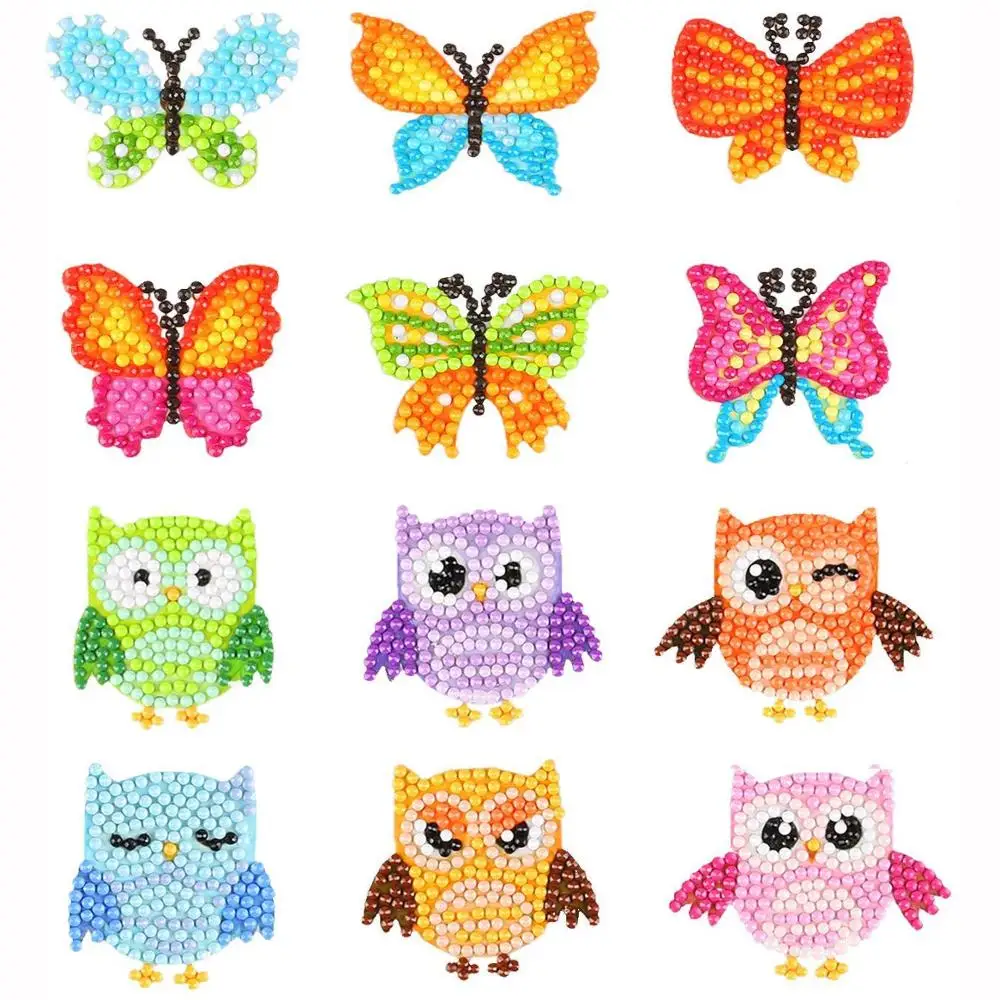 5D Diamond Painting Kits for Kids 12PCS Owl & Butterfly Pattern DIY Arts and Crafts Kits for Children Sticker Paint with Diamond
5D Diamond Painting Kits for Kids 12PCS Owl & Butterfly Pattern DIY Arts and Crafts Kits for Children Sticker Paint with Diamond