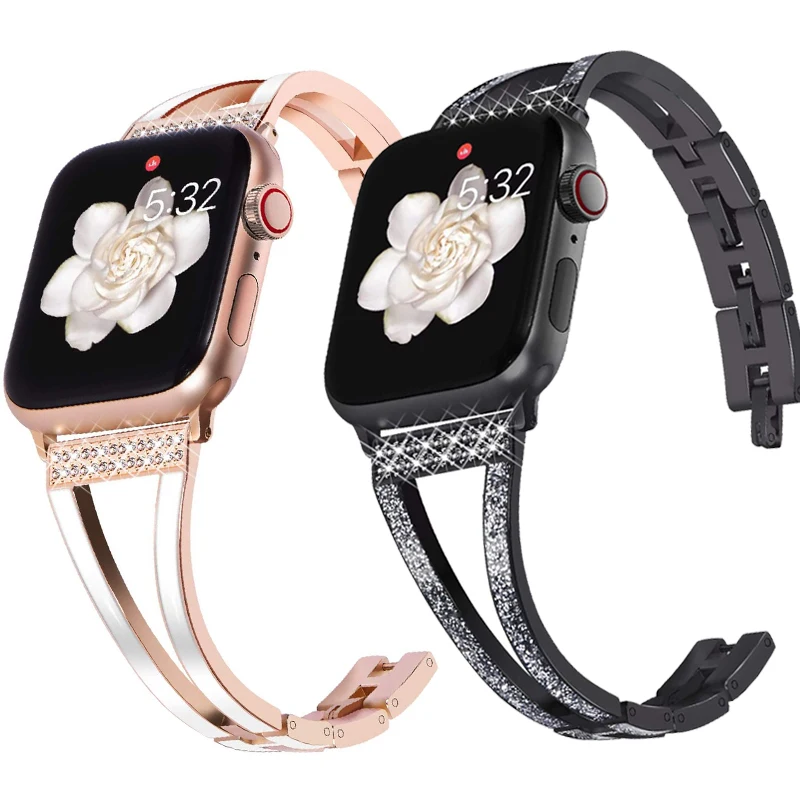 Metal Luxury Bracelet Wristband luxurious Strap for Apple Watch Women 38mm 40mm 42mm 44mm Band For Iwatch Series 6 5 4 3 SE Loop
Metal Luxury Bracelet Wristband luxurious Strap for Apple Watch Women 38mm 40mm 42mm 44mm Band For Iwatch Series 6 5 4 3 SE Loop