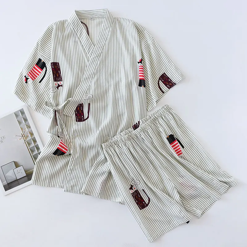 Short-sleeved Shorts Kimono Women Pajamas Cotton Summer Women's Plus Size Home Suit Thin Home Wear Lingerie Set
Short-sleeved Shorts Kimono Women Pajamas Cotton Summer Women's Plus Size Home Suit Thin Home Wear Lingerie Set