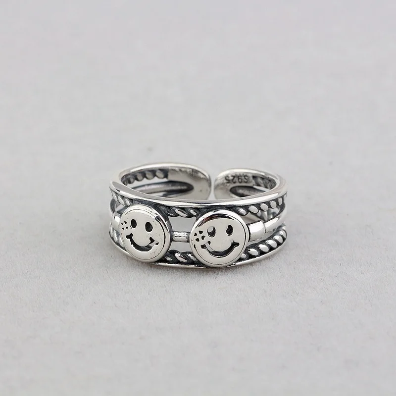 Korean fashion S925 Sterling Silver Hand Made smiling face ring female fresh personality retro trendy student ring
Korean fashion S925 Sterling Silver Hand Made smiling face ring female fresh personality retro trendy student ring