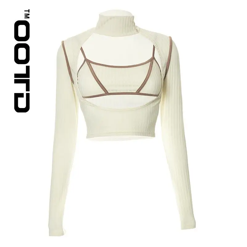 OOTD 2021 Pure Color Turtle Neck Long Sleeve Head Strap Strapless Dress Leisure Two-piece Turtleneck Hollow-out Two-piece Outfit
OOTD 2021 Pure Color Turtle Neck Long Sleeve Head Strap Strapless Dress Leisure Two-piece Turtleneck Hollow-out Two-piece Outfit