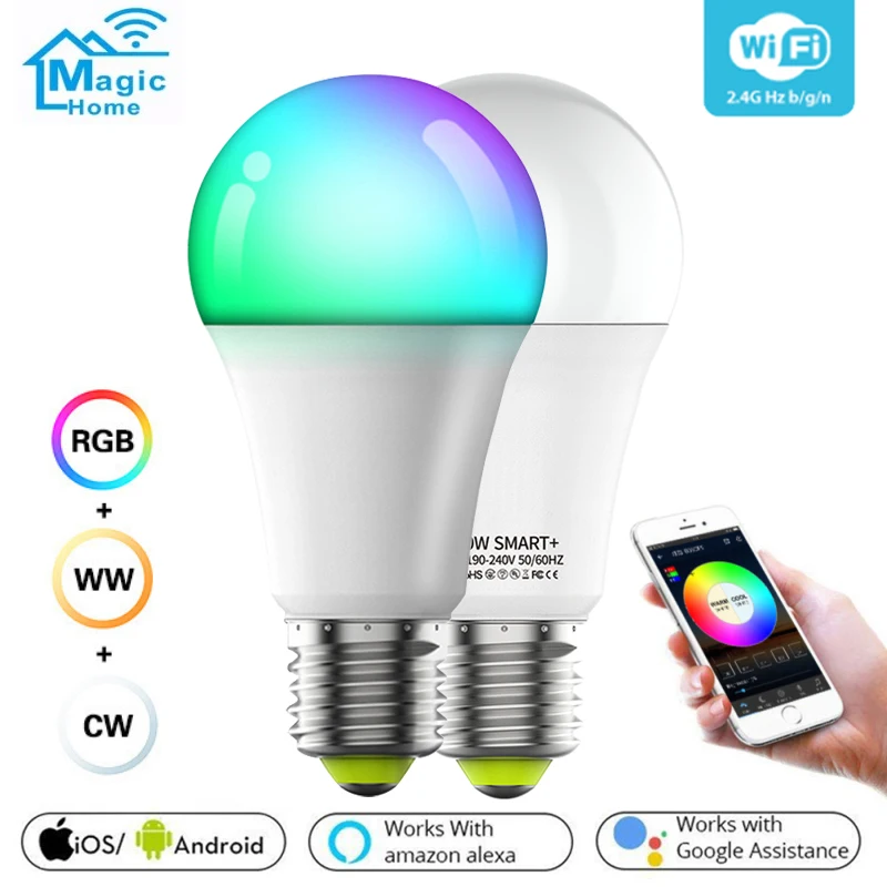 Умная Светодиодная лампа E27, приглушаемая цветная лампа с 3 режимами, Wi-Fi, RGB, CW, WW, дистанционное Голосовое управление через Alexa, Google Assistant, 10 Вт
Умная Светодиодная лампа E27, приглушаемая цветная лампа с 3 режимами, Wi-Fi, RGB, CW, WW, дистанционное Голосовое управление через Alexa, Google Assistant, 10 Вт
