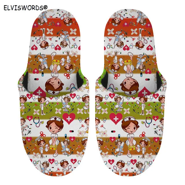 ELVISWORDS Gradient Stripe Nurse Printed Ladies Warm Shoes Comfortable Women's Short Plush Thick Shoes Soft Female Slides
ELVISWORDS Gradient Stripe Nurse Printed Ladies Warm Shoes Comfortable Women's Short Plush Thick Shoes Soft Female Slides