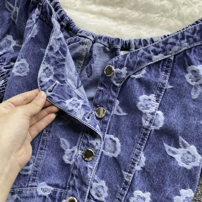 2021 Women 's Summer Vintage Denim Two - Piece Suit Sweet Printed Puff Sleeve Top and High Waist Mini Skirt Women 's Suit
2021 Women 's Summer Vintage Denim Two - Piece Suit Sweet Printed Puff Sleeve Top and High Waist Mini Skirt Women 's Suit