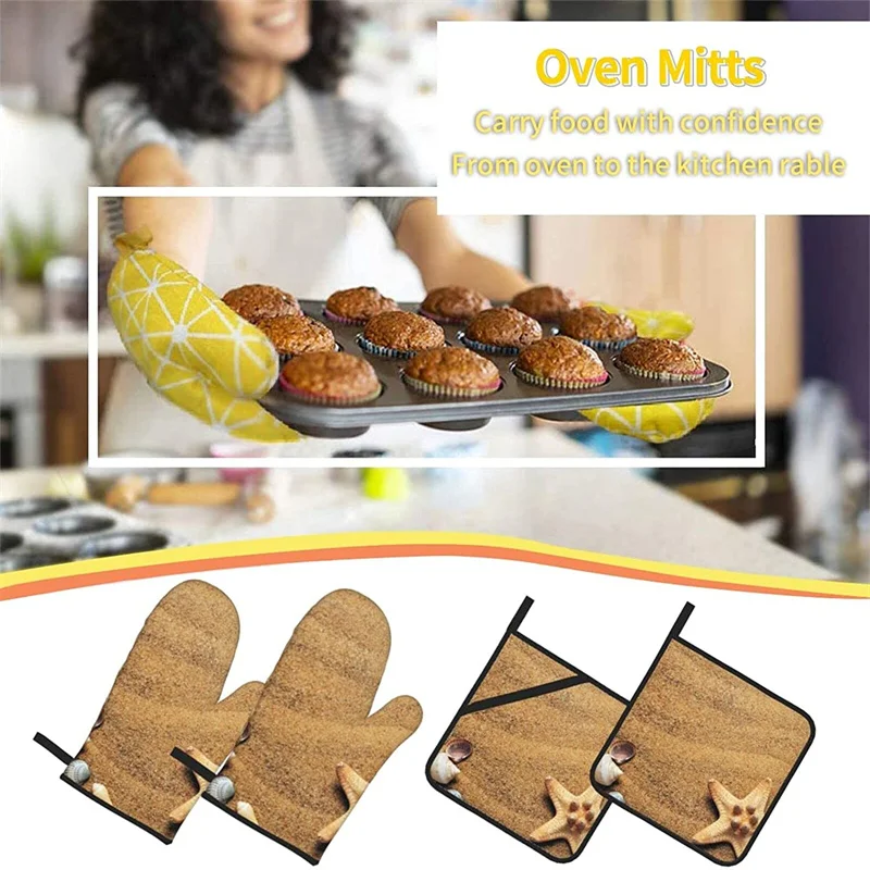 Oven glove and pot holder set heat-resistant 4-piece set, kitchen utensils non-slip insulating gloves for baking and cooking
Oven glove and pot holder set heat-resistant 4-piece set, kitchen utensils non-slip insulating gloves for baking and cooking