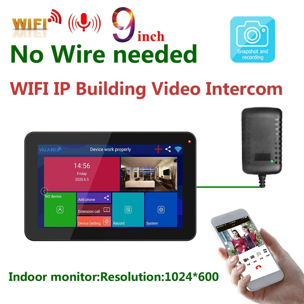 9 inch Wireless Indoor monitor WIFI Video Doorbell Intercom System,1080P AHD Camera
9 inch Wireless Indoor monitor WIFI Video Doorbell Intercom System,1080P AHD Camera