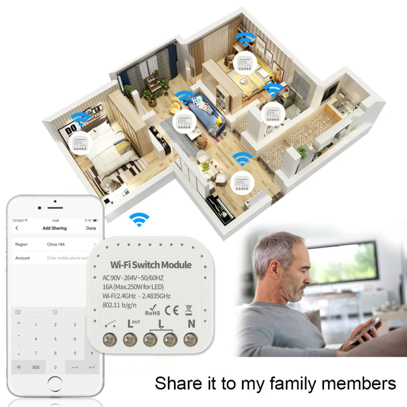 Tuya/ Ewelink Smart Wifi Switch Module DIY Breaker App Control 16A Support An External Smart Switch Works With Alexa Google Home
Tuya/ Ewelink Smart Wifi Switch Module DIY Breaker App Control 16A Support An External Smart Switch Works With Alexa Google Home