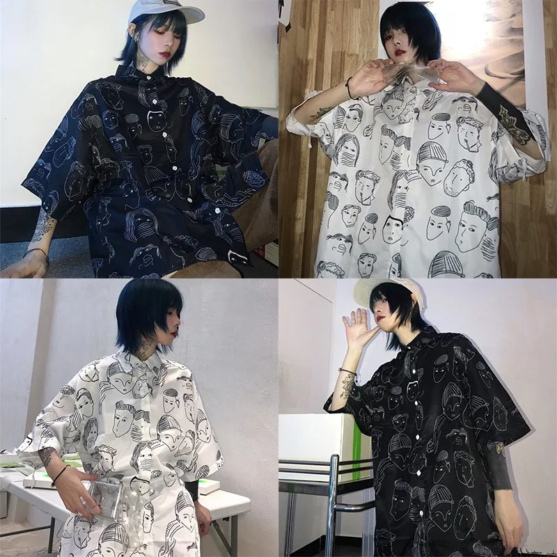 Harajuku Style Plus Size Shirt Fashion Casual Short Sleeve Cartoon Print Blouses Summer New Lapel Blouse Women Tops
Harajuku Style Plus Size Shirt Fashion Casual Short Sleeve Cartoon Print Blouses Summer New Lapel Blouse Women Tops