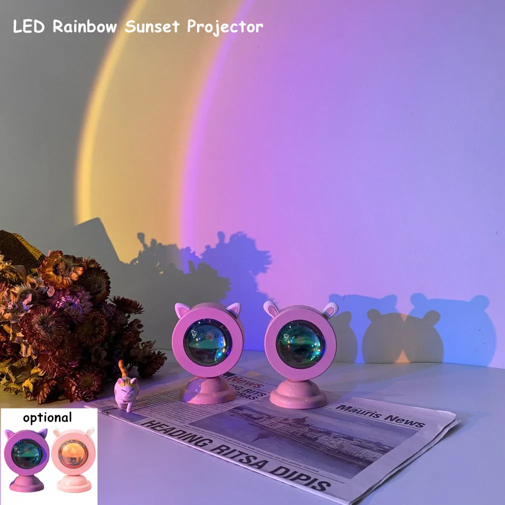 New Cute Cat Ears Pink/Purple USB Rainbow Sunset Projector Led Night Light Sun Projection Desk Lamp Coffee Store Wall Decor
New Cute Cat Ears Pink/Purple USB Rainbow Sunset Projector Led Night Light Sun Projection Desk Lamp Coffee Store Wall Decor