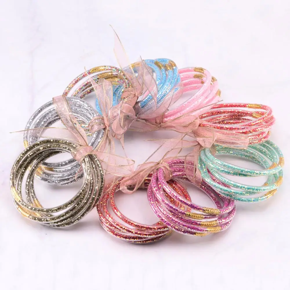 5Pcs/Set Glitter Jelly Round Bangles Bracelets Women Multicolor Filled Silicone Bowknot Jewelry All Weather Christmas Bracelet
5Pcs/Set Glitter Jelly Round Bangles Bracelets Women Multicolor Filled Silicone Bowknot Jewelry All Weather Christmas Bracelet