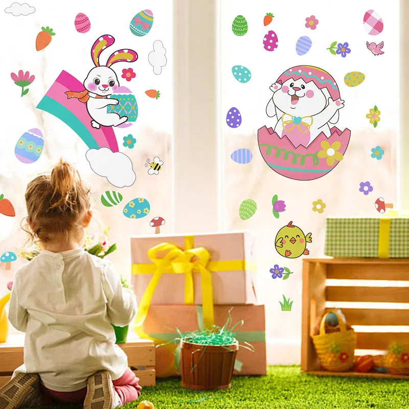 Happy Easter Window Glass Stickers Cartoon Easter Rabbit Eggs Chick Electrostatic Wall Stickers For Home Kids Room DIY Decal
Happy Easter Window Glass Stickers Cartoon Easter Rabbit Eggs Chick Electrostatic Wall Stickers For Home Kids Room DIY Decal
