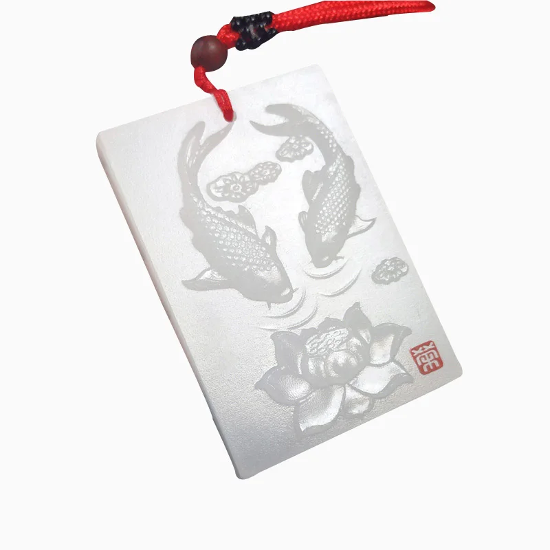 Natural Double Fish Lotus White Jade Pendant Necklace Drop Shipping Hand-carved Lucky Amulet Lovers Necklace For Men And Women 
Natural Double Fish Lotus White Jade Pendant Necklace Drop Shipping Hand-carved Lucky Amulet Lovers Necklace For Men And Women