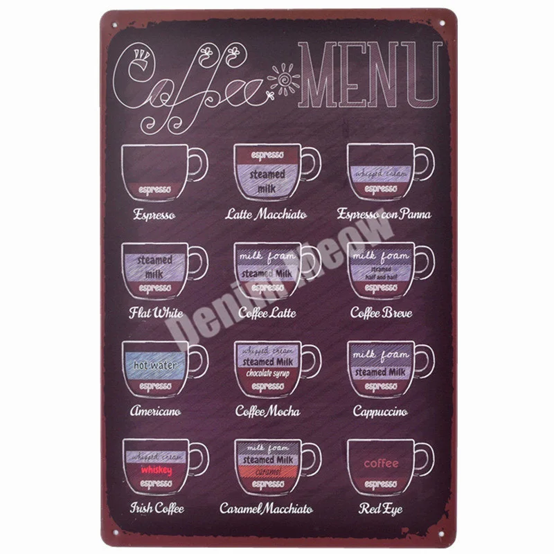 COFFEE MENU Plaque Vintage Metal Tin Signs Home Bar Pub Decorative Plates Cafe Wall Stickers Shop Billboard Iron Art Poster N227
COFFEE MENU Plaque Vintage Metal Tin Signs Home Bar Pub Decorative Plates Cafe Wall Stickers Shop Billboard Iron Art Poster N227