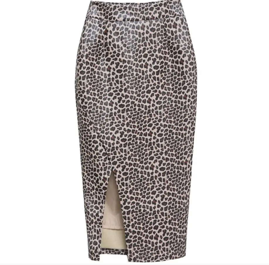 Spring Autum Leopard Leather Skirt Women Package Hip Long Section Side Split Female Elegant Leopard Pu Leather Skirt Saias J3313
Spring Autum Leopard Leather Skirt Women Package Hip Long Section Side Split Female Elegant Leopard Pu Leather Skirt Saias J3313