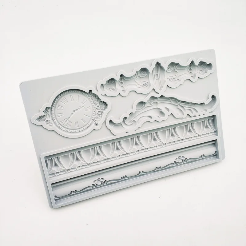 Dearfod Baroque Clock Relief Cake Border Silicone Mold Vintage Fondant Molds Flower Frame Lace Mould Cake Decoration DBS201
Dearfod Baroque Clock Relief Cake Border Silicone Mold Vintage Fondant Molds Flower Frame Lace Mould Cake Decoration DBS201