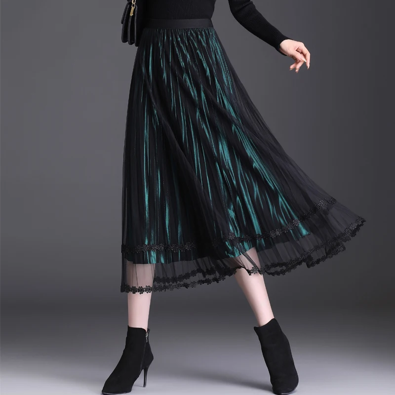 Women Velours Soleil Mesh Skirts New Spring Autumn Elasticity High Waist Long Tulle Skirt Slim Pleated Skirts Jupe Femme
Women Velours Soleil Mesh Skirts New Spring Autumn Elasticity High Waist Long Tulle Skirt Slim Pleated Skirts Jupe Femme