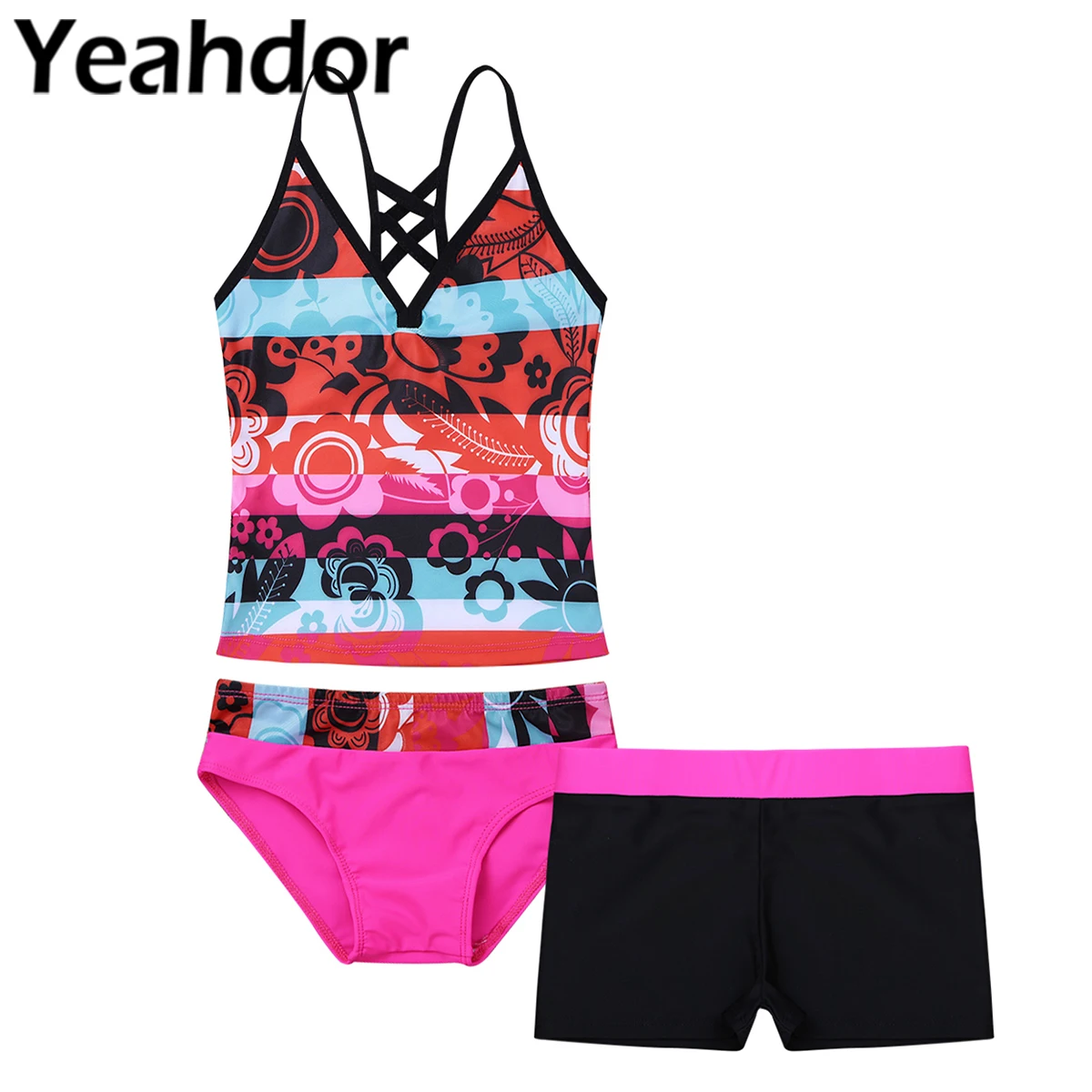 3PCS Kids Girls Tankini Set Floral Printed Swimsuits Swimwear Bathing Suit Tops with Bottoms Shorts Children Swimming Outfit
3PCS Kids Girls Tankini Set Floral Printed Swimsuits Swimwear Bathing Suit Tops with Bottoms Shorts Children Swimming Outfit