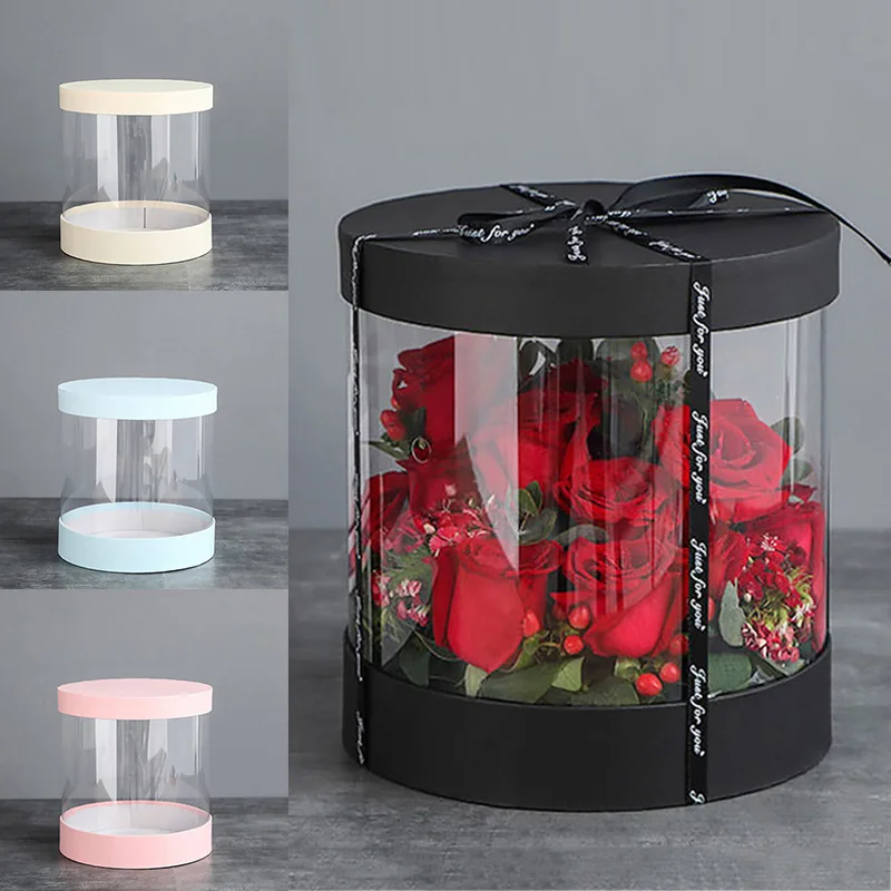 Round Transparent Flower Bucket With Window Wedding Gift Box New Style Black Pink Red Valentine'S Day Rose Packaging Material
Round Transparent Flower Bucket With Window Wedding Gift Box New Style Black Pink Red Valentine'S Day Rose Packaging Material