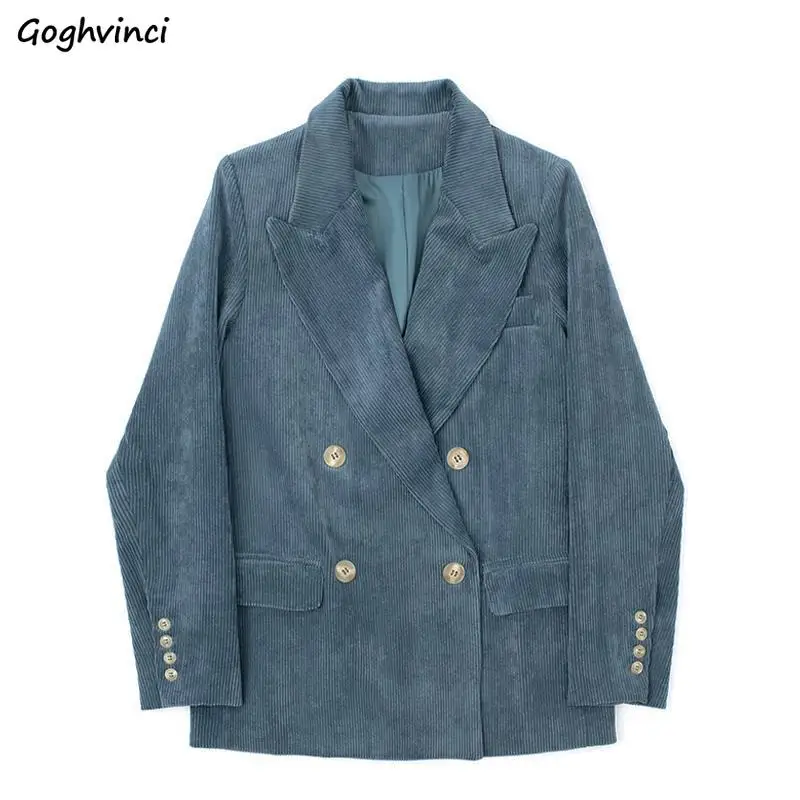 Blazers Women Retro Full Sleeves Double Breasted Cozy Korean Style Corduroy Loose All Match Cool Female Autumn Street Striped
Blazers Women Retro Full Sleeves Double Breasted Cozy Korean Style Corduroy Loose All Match Cool Female Autumn Street Striped