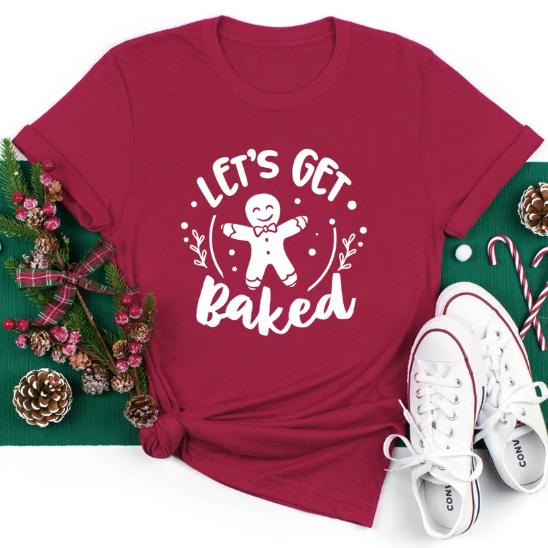 Let's Get Baked 100% Cotton T-shirt Cute Women's Christmas Baking Tshirt Winter Short Sleeve Graphic Holiday Gift Top Tee Shirt
Let's Get Baked 100% Cotton T-shirt Cute Women's Christmas Baking Tshirt Winter Short Sleeve Graphic Holiday Gift Top Tee Shirt