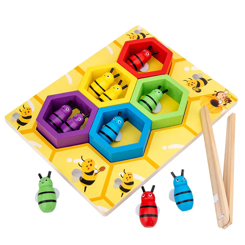 Wooden Leaning Educatinal Toys Children Montessori Early Education Beehive Game Childhood Color Cognitive Clip Small Bee Toy
Wooden Leaning Educatinal Toys Children Montessori Early Education Beehive Game Childhood Color Cognitive Clip Small Bee Toy