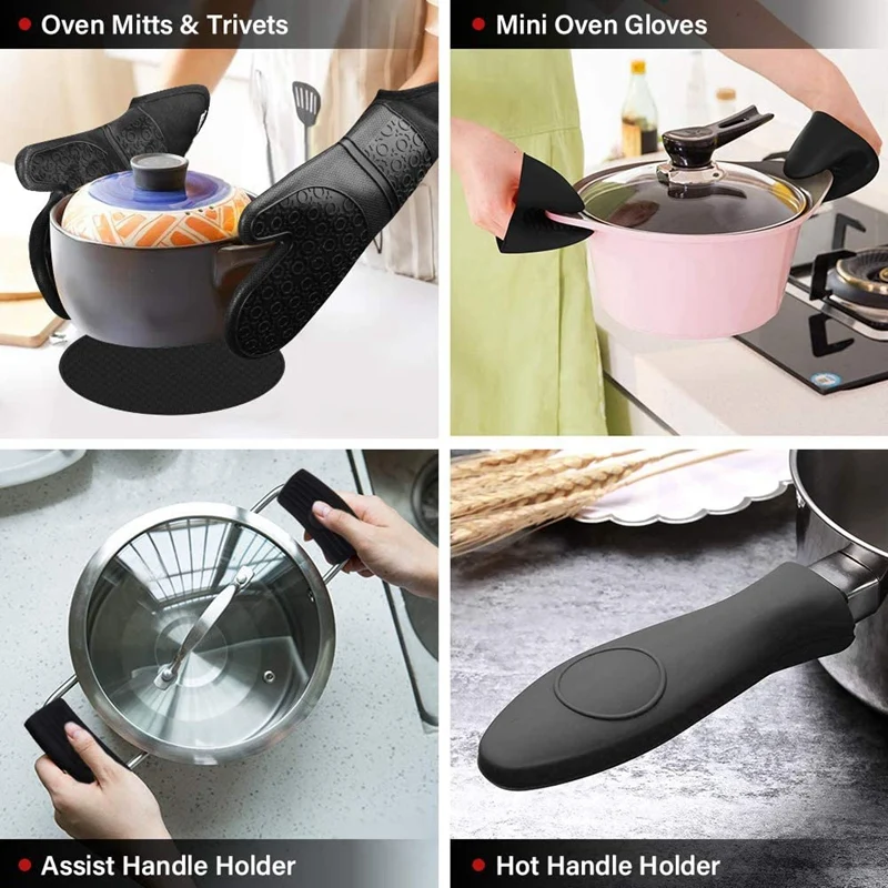 Extra Long Silicone Oven Mitts and Pot Holders Sets, Heat Resistant Oven Mitts with Quilted Liner, Mini Oven Gloves
Extra Long Silicone Oven Mitts and Pot Holders Sets, Heat Resistant Oven Mitts with Quilted Liner, Mini Oven Gloves