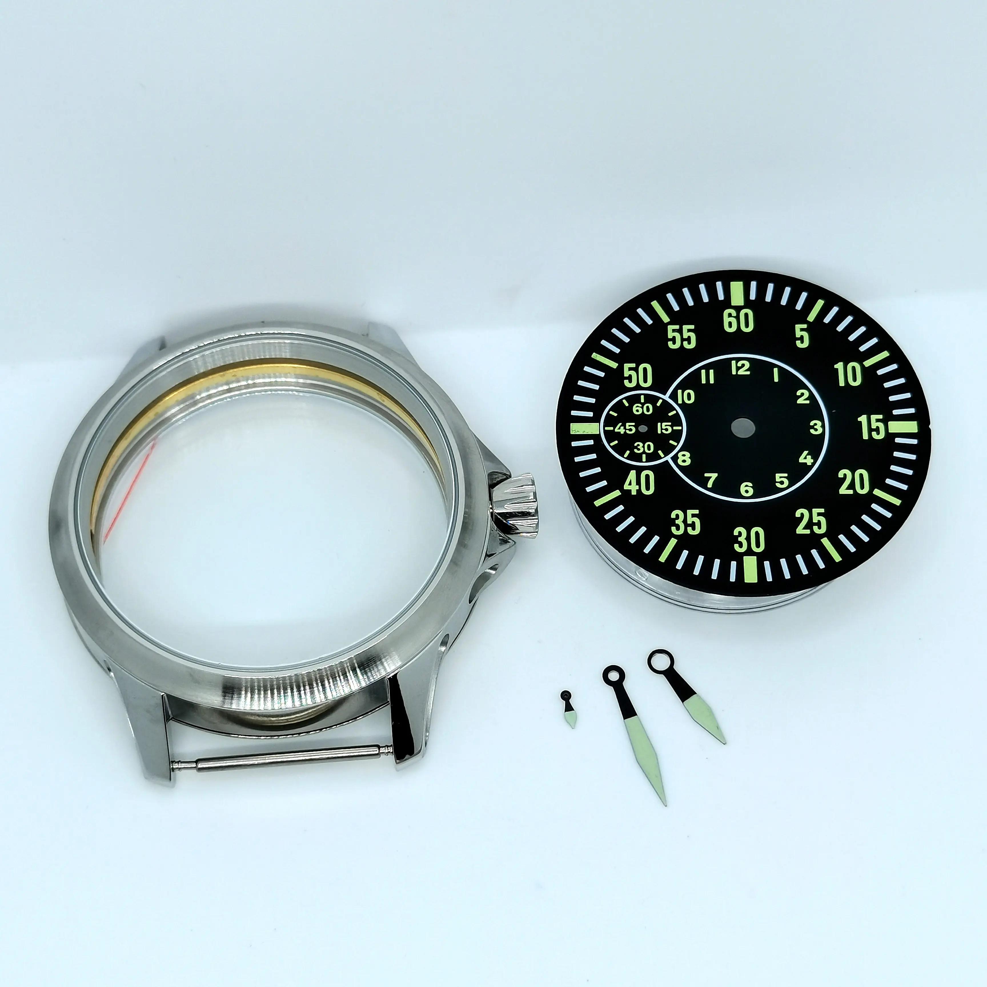 44MM Watch Stainless Steel Sapphire Glass Cases Add Luminous Dial And Hands Fit Eta 6497 St36 Manual Movement
44MM Watch Stainless Steel Sapphire Glass Cases Add Luminous Dial And Hands Fit Eta 6497 St36 Manual Movement