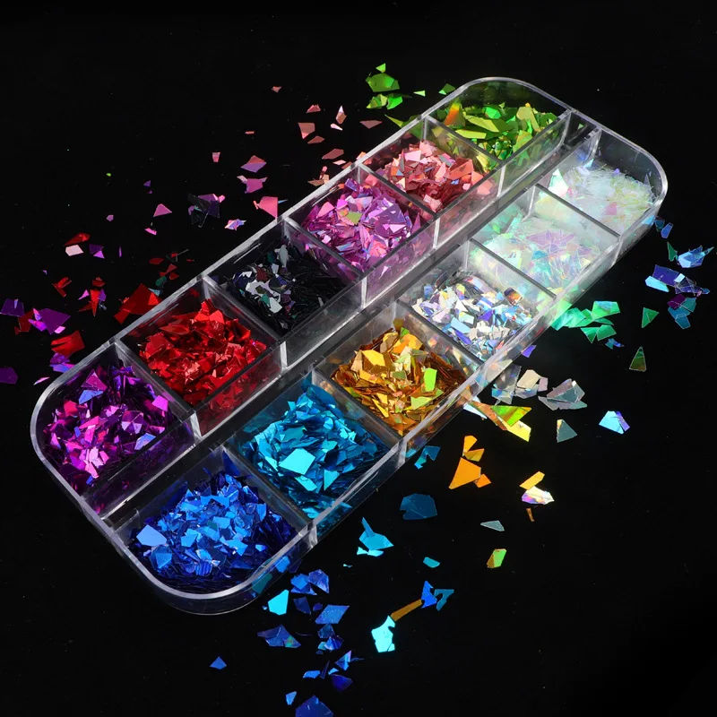 12 Grids/Set Nail Laser Irregular Fragments DIY Design Tiny Slices Decoration Acrylic Beauty Polymer Clay Nail Sticker Accessor
12 Grids/Set Nail Laser Irregular Fragments DIY Design Tiny Slices Decoration Acrylic Beauty Polymer Clay Nail Sticker Accessor