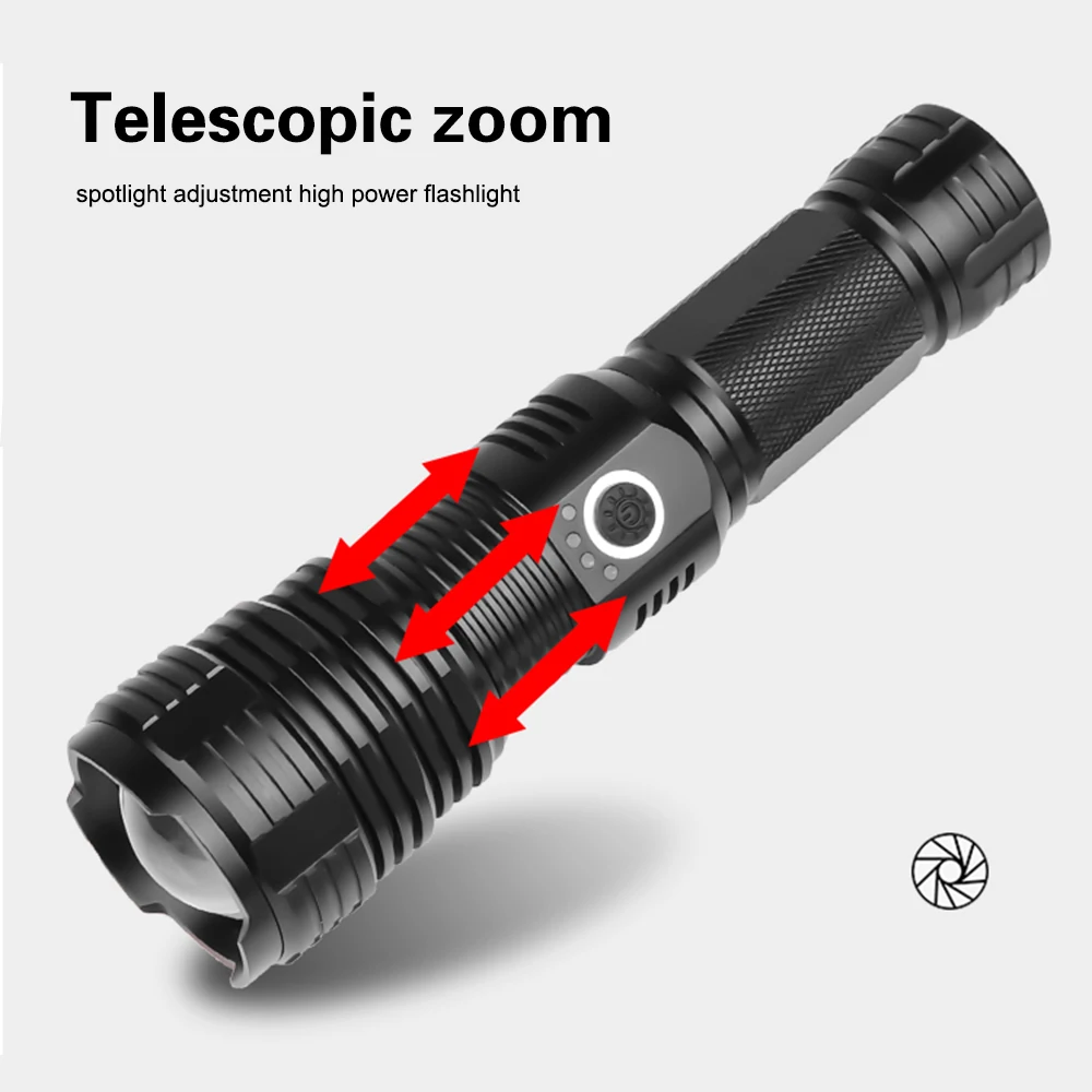 Новый мощный светодиодный фонарик XHP70 перезаряжаемый USB Zoom Фонарь Кемпинг
